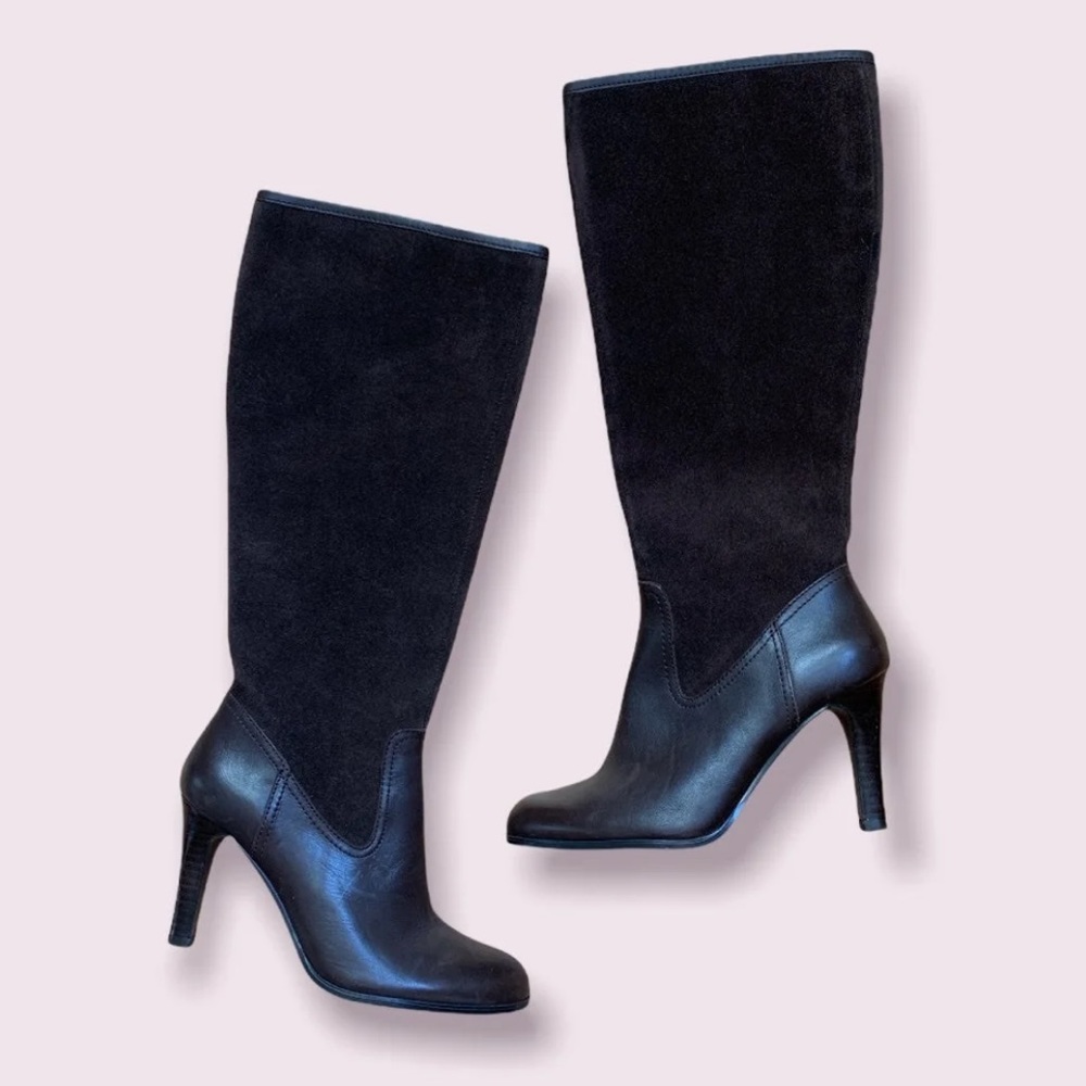 New Ralph Lauren Bryce Leather and Suede Heeled Boots Size 7B